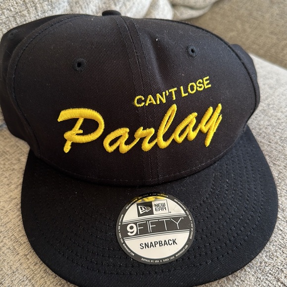 Can’t Lose Parlay in yellow on Black Hat Cap Snapback New Era 9 FIFTY NEW - Picture 2 of 4